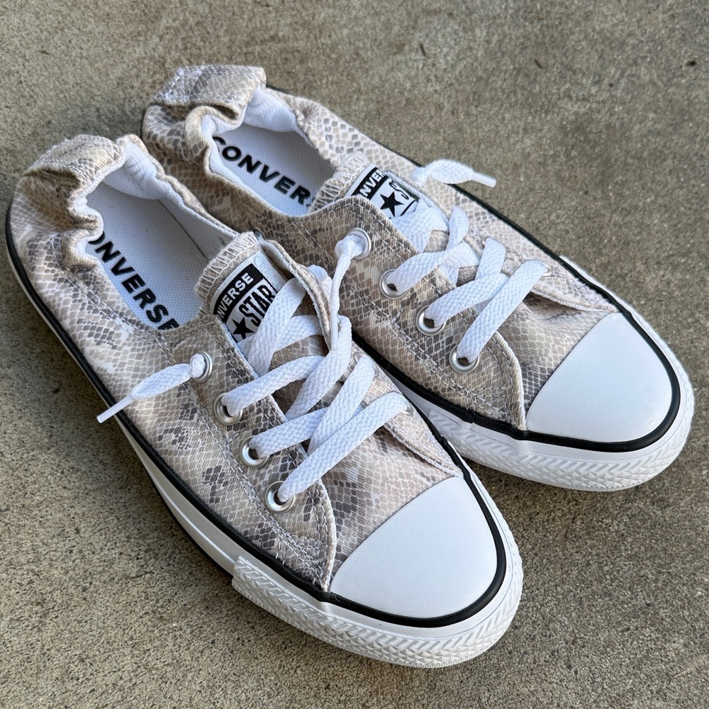 CONVERSE Shoreline Low 'Snake Print' Slip-on Sneakers Size 7